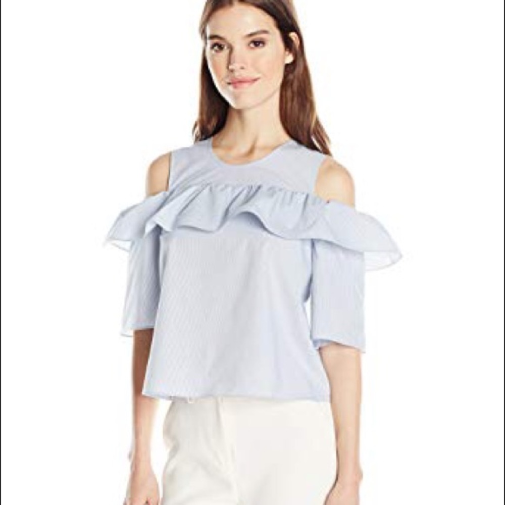 BCBGeneration Striped Ruffle Top NWOT